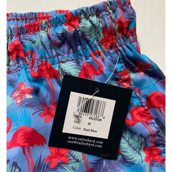 TailorByrd Pool Blue Flamingo size Medium Swim Trunks - Picture 2 of 6